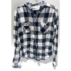 THREAD & SUPPLY Black & White Plaid Hooded Women's Size XL Shirt
